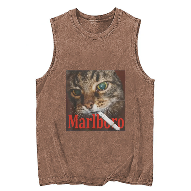 Tokyocanvas Funny Smoking Cat Meme Washed Tank