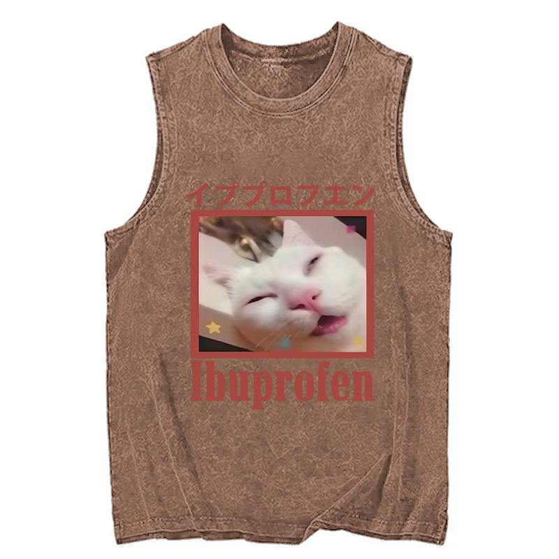Tokyocanvas Ibuprofen Meme Cat Washed Tank