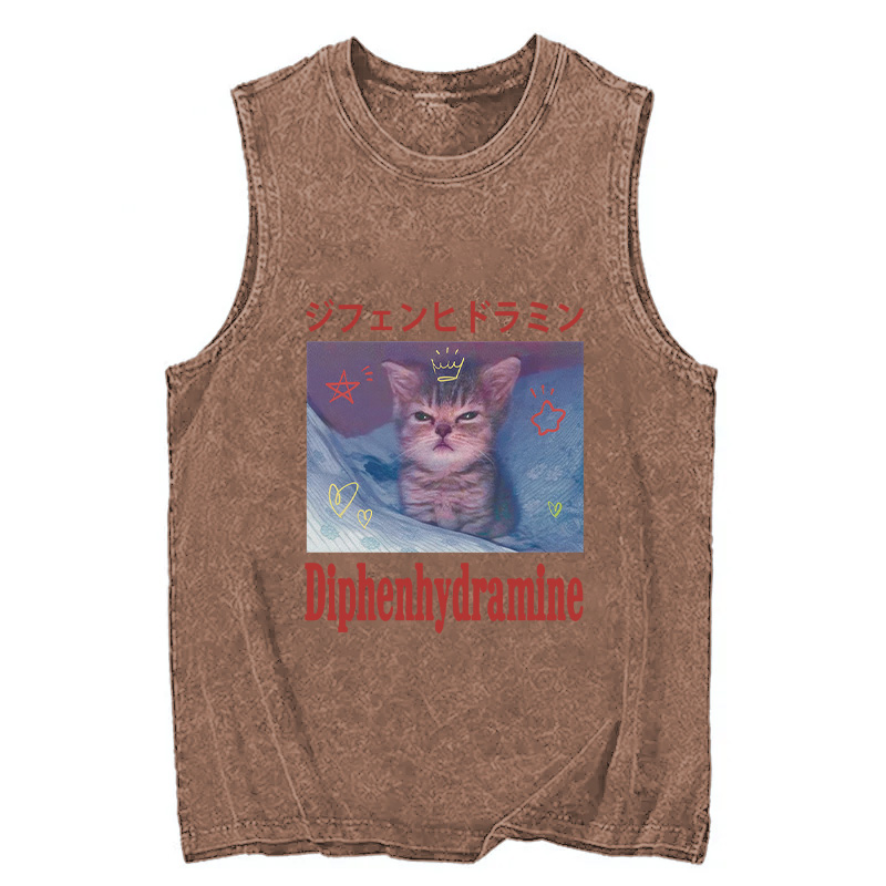 Tokyocanvas Diphenhydramine Cat Funny Meme Washed Tank