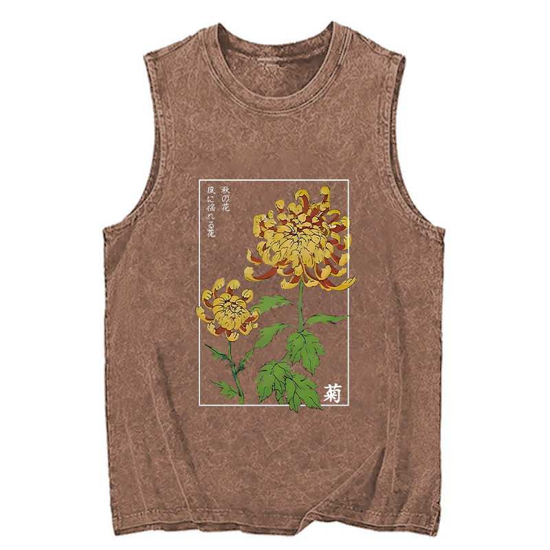Tokyocanvas Retro Chrysanthemum Washed Tank