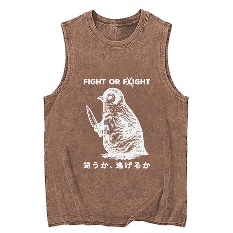 Tokyocanvas Funny Fight Or Flight Washed Tank