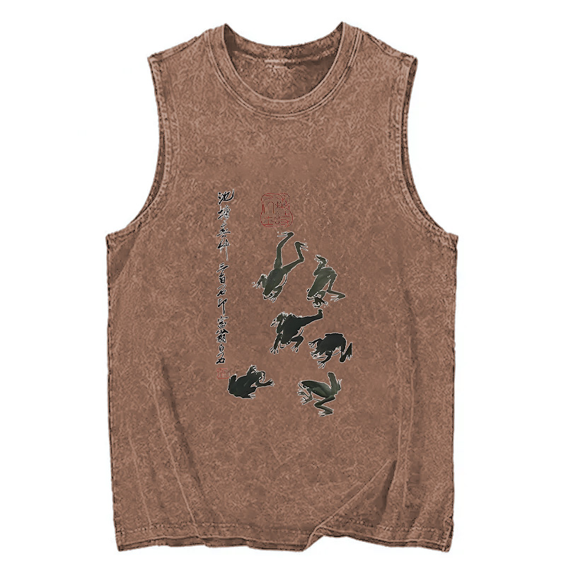 Tokyocanvas Retro Japan Frog Washed Tank
