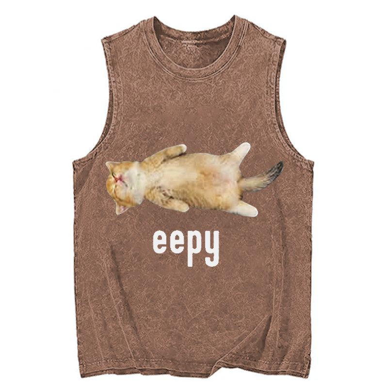 Tokyocanvas Silly Sleepy Cat Meme Washed Tank