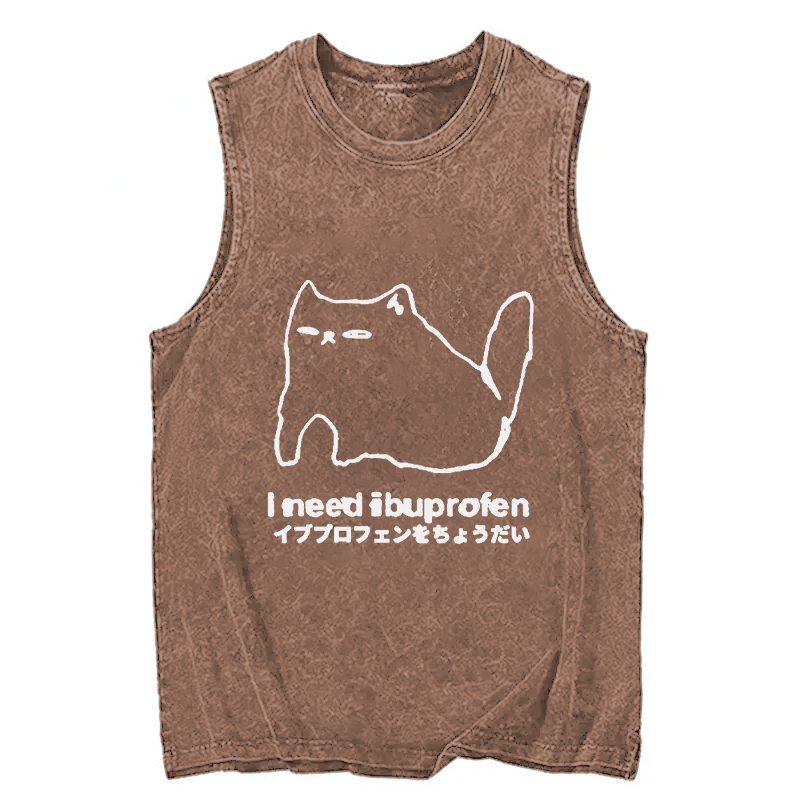 Tokyocanvas I Need Ibuprofen Cat Washed Tank