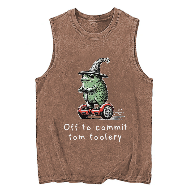 Tokyocanvas Frog Riding A Balance Scooter Washed Tank