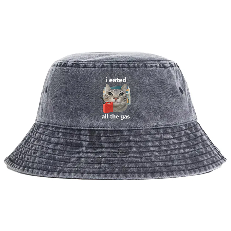 Tokyocanvas I Eated All The Gas Cat Funny Washed Bucket Hat