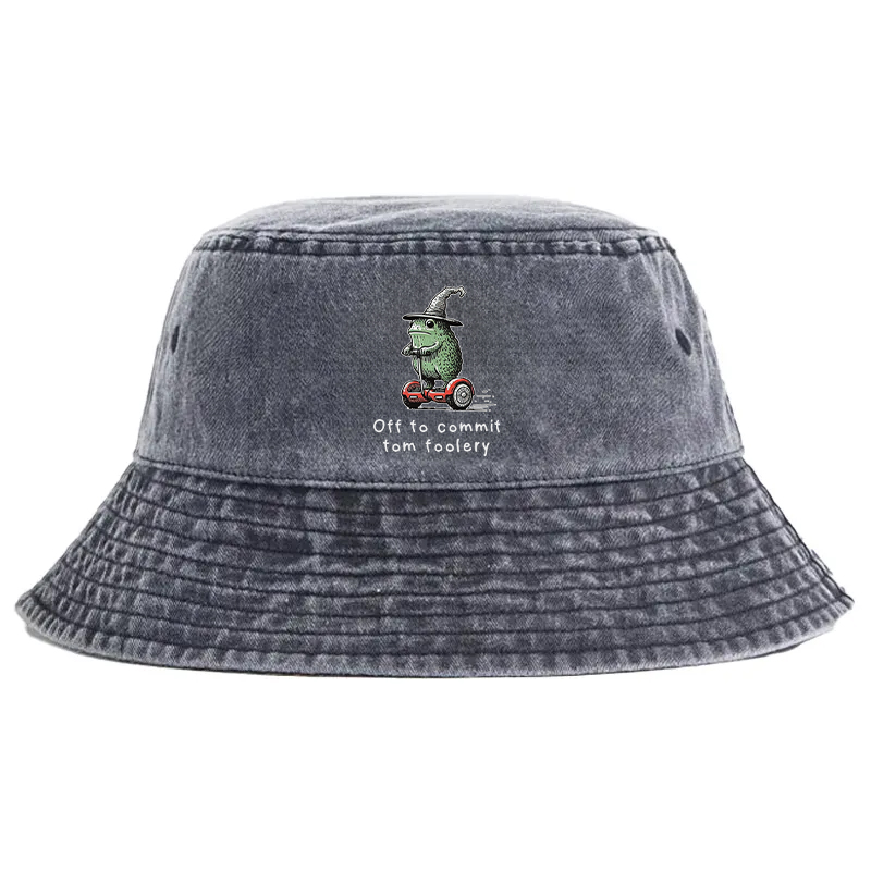 Tokyocanvas Frog Riding A Balance Scooter Washed Bucket Hat