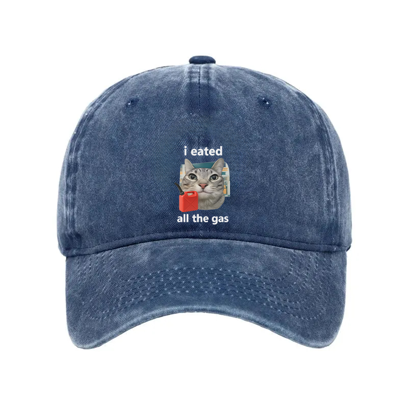 Tokyocanvas I Eated All The Gas Cat Funny Washed Cap