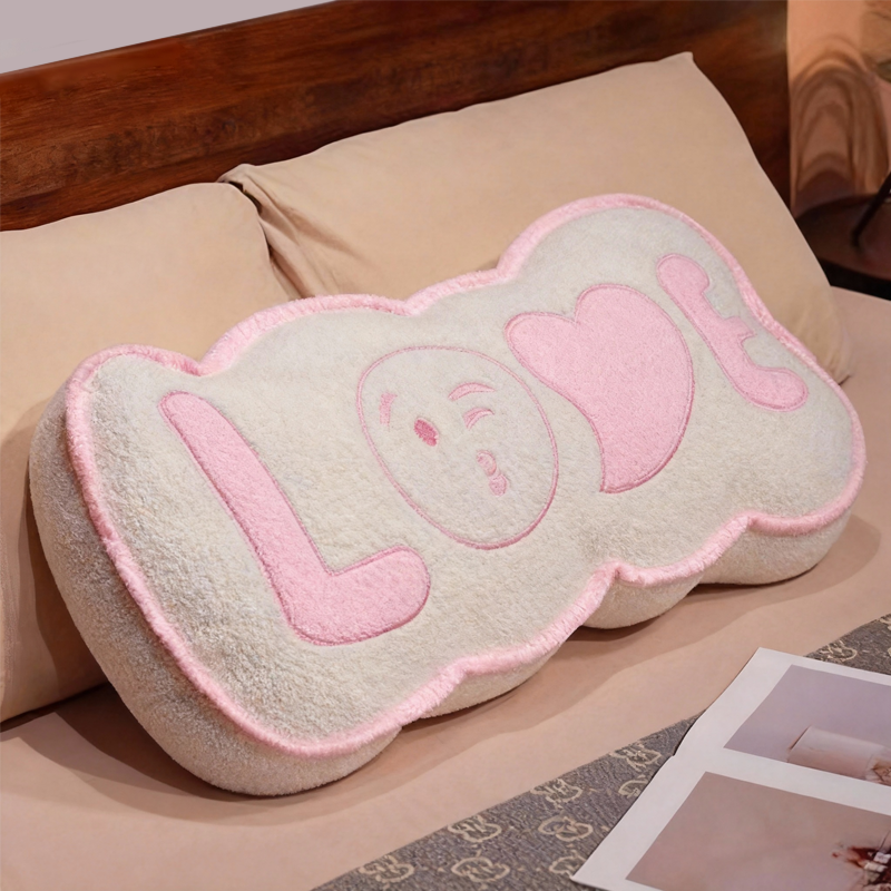 Tokyocanvas White&Pink LOVE Shaped Throw Pillow