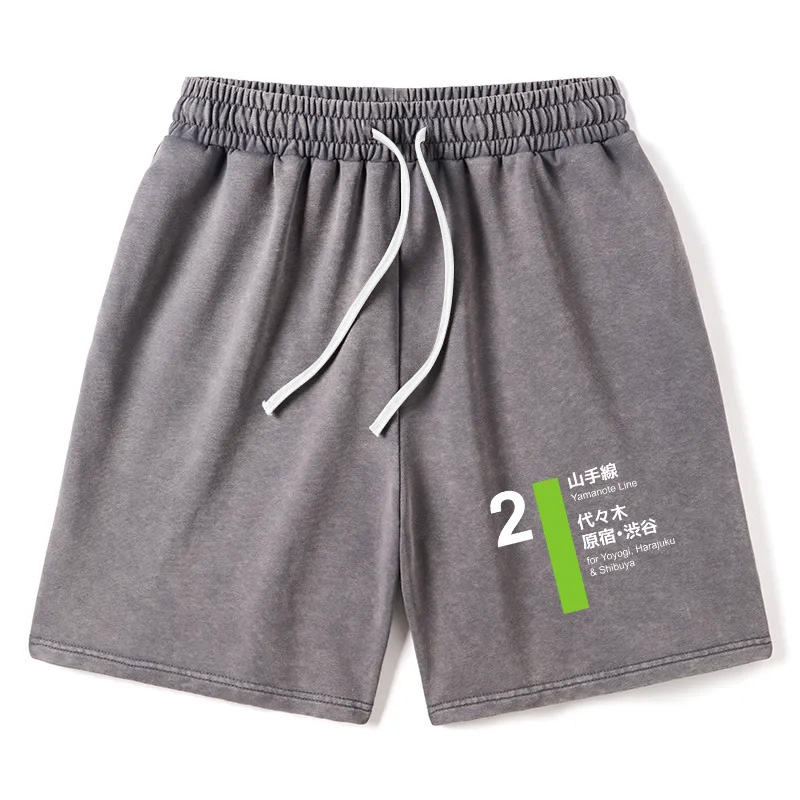 Tokyocanvas Yamanote Line Shibuya and Harajuku Washed Shorts