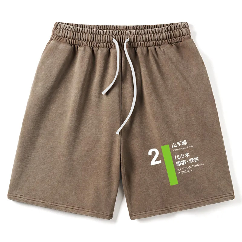 Tokyocanvas Yamanote Line Shibuya and Harajuku Washed Shorts