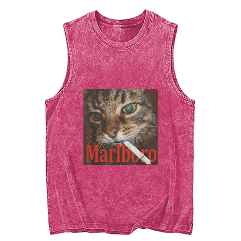 Tokyocanvas Funny Smoking Cat Meme Washed Tank