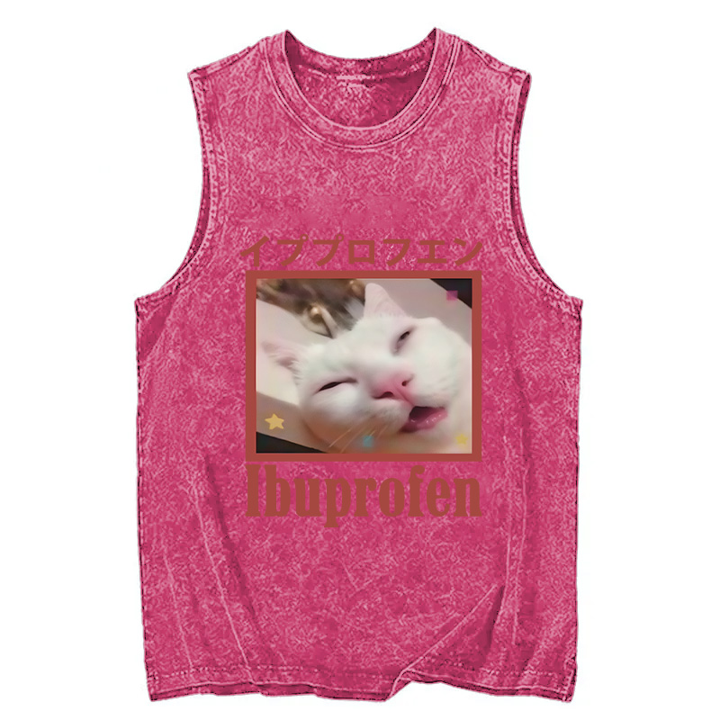 Tokyocanvas Ibuprofen Meme Cat Washed Tank