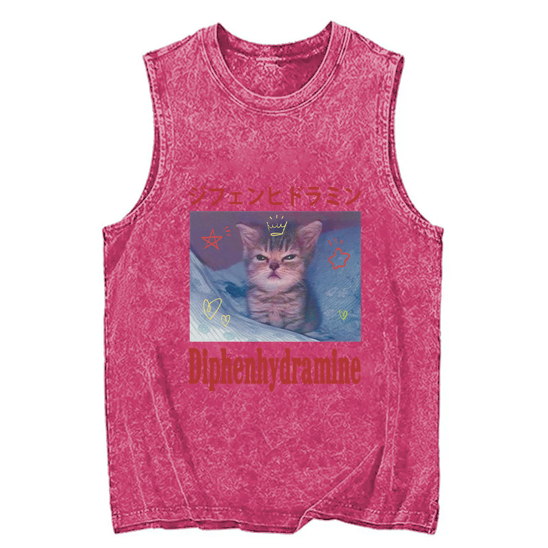 Tokyocanvas Diphenhydramine Cat Funny Meme Washed Tank