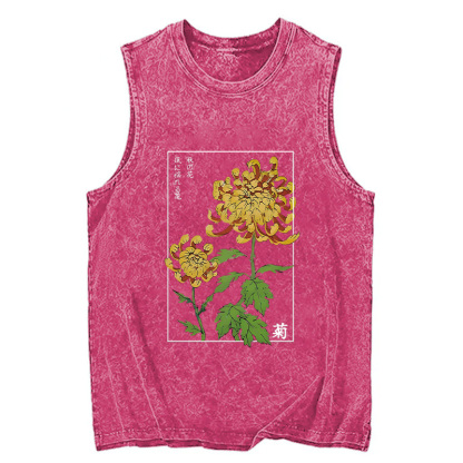 Tokyocanvas Retro Chrysanthemum Washed Tank