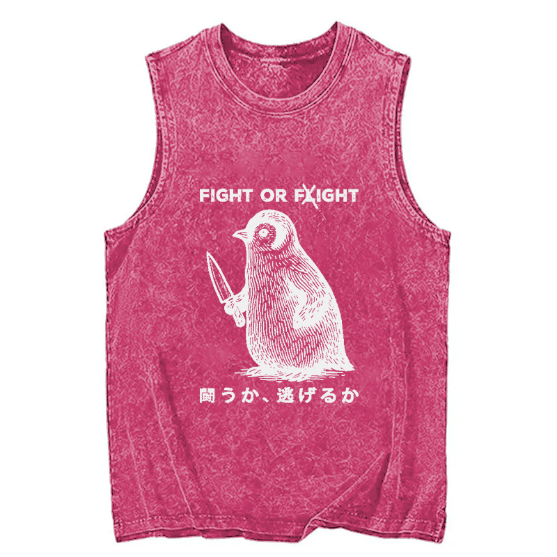Tokyocanvas Funny Fight Or Flight Washed Tank