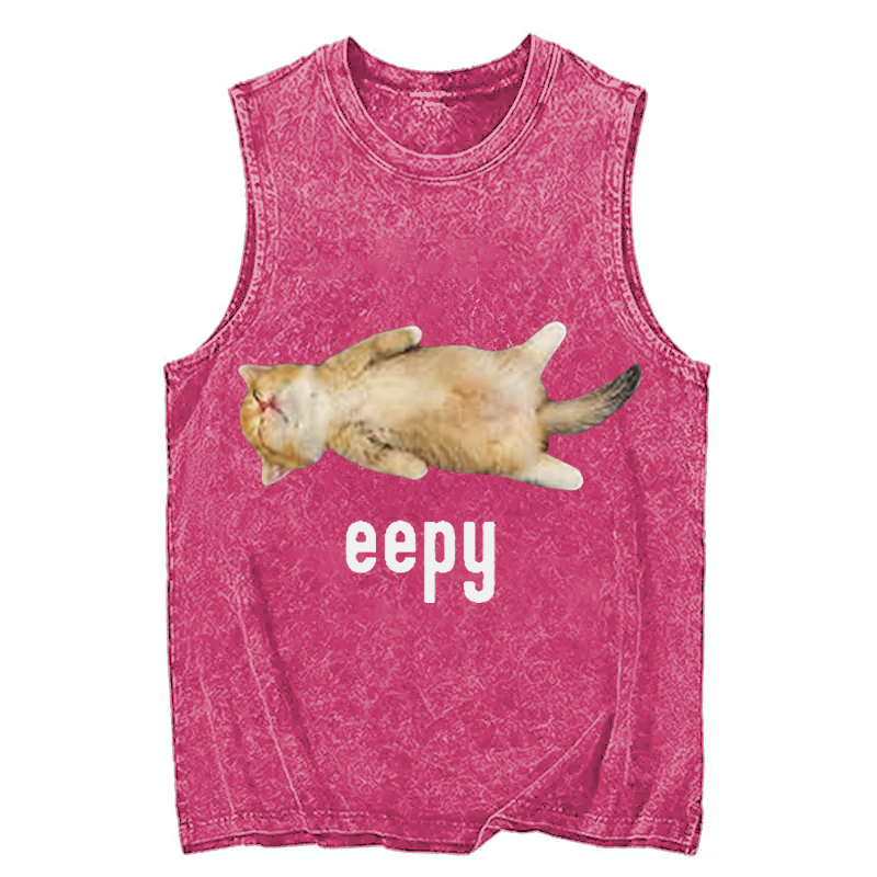 Tokyocanvas Silly Sleepy Cat Meme Washed Tank