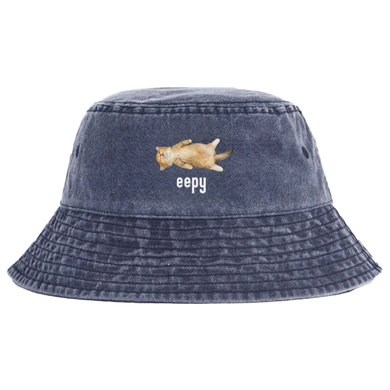 Tokyocanvas Silly Sleepy Cat Meme Washed Bucket Hat