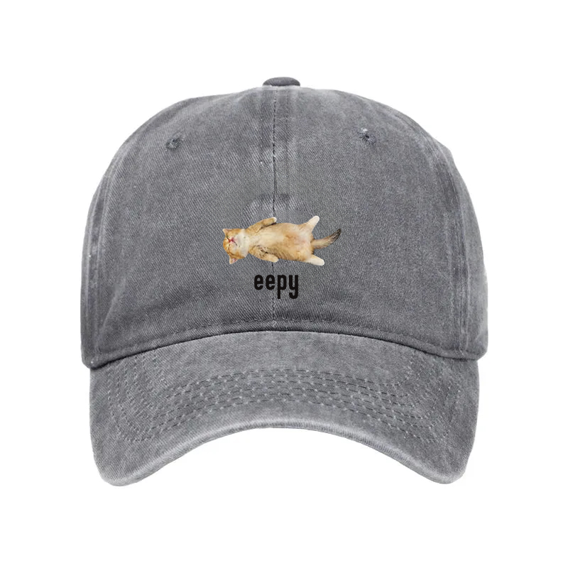 Tokyocanvas Silly Sleepy Cat Meme Washed Cap