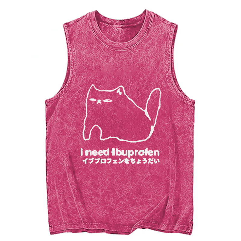 Tokyocanvas I Need Ibuprofen Cat Washed Tank