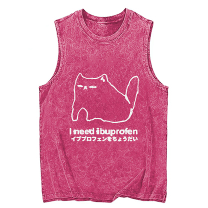 Tokyocanvas I Need Ibuprofen Cat Washed Tank