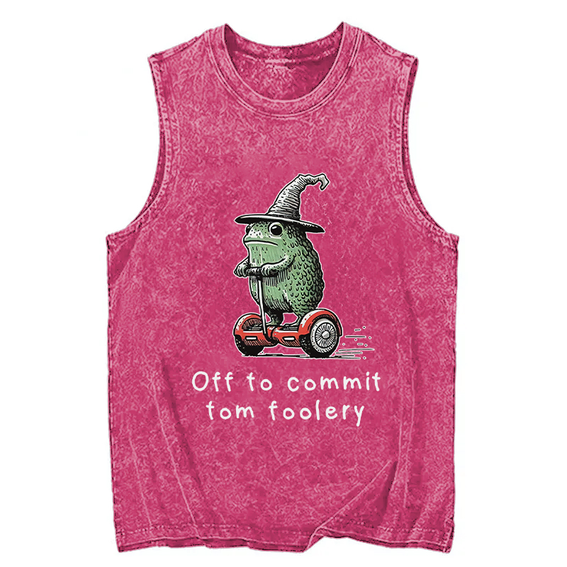 Tokyocanvas Frog Riding A Balance Scooter Washed Tank