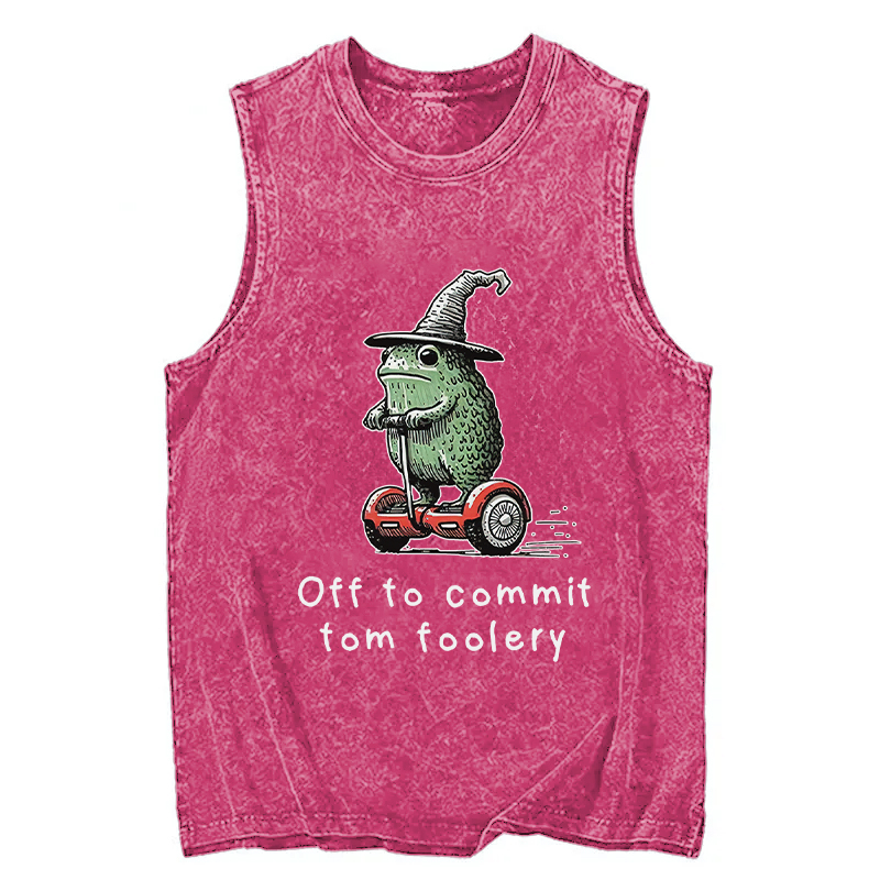 Tokyocanvas Frog Riding A Balance Scooter Washed Tank