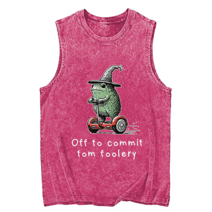 Tokyocanvas Frog Riding A Balance Scooter Washed Tank