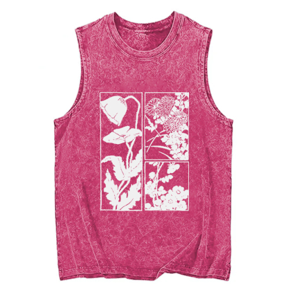 Tokyocanvas Woodcut Flowers Washed Tank