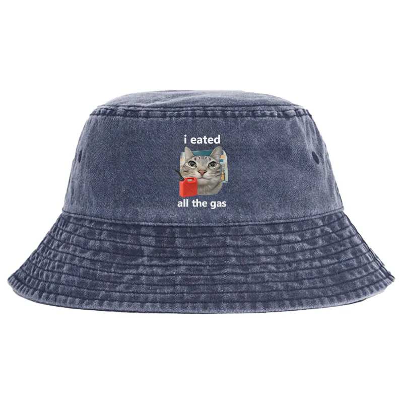 Tokyocanvas I Eated All The Gas Cat Funny Washed Bucket Hat