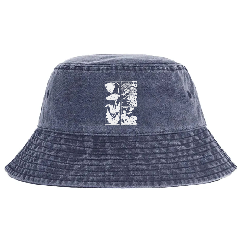 Tokyocanvas Woodcut Flowers Washed Bucket Hat