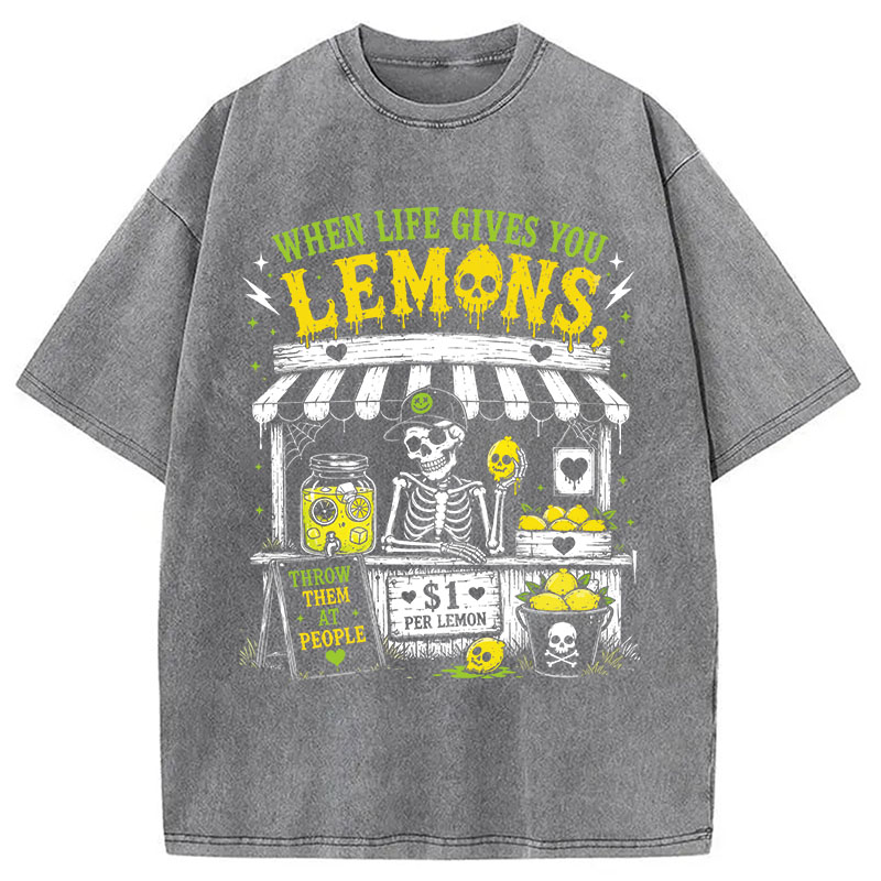 Tokyocanvas	 When Life Gives You Lemons DTG Printing Washed T-Shirt
