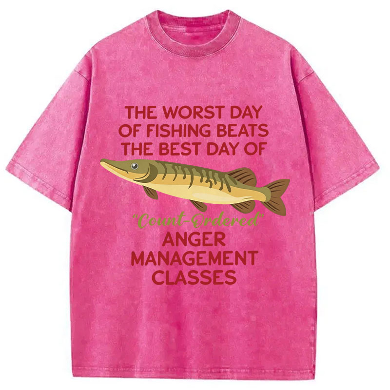Tokyocanvas	 The Worst Day Of Fishing Beats DTG Printing Washed T-Shirt