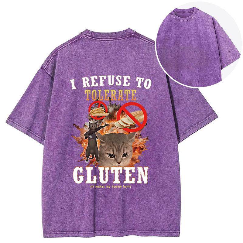 Tokyocanvas I Refuse to Tolerate Gluten Back Washed T-Shirt