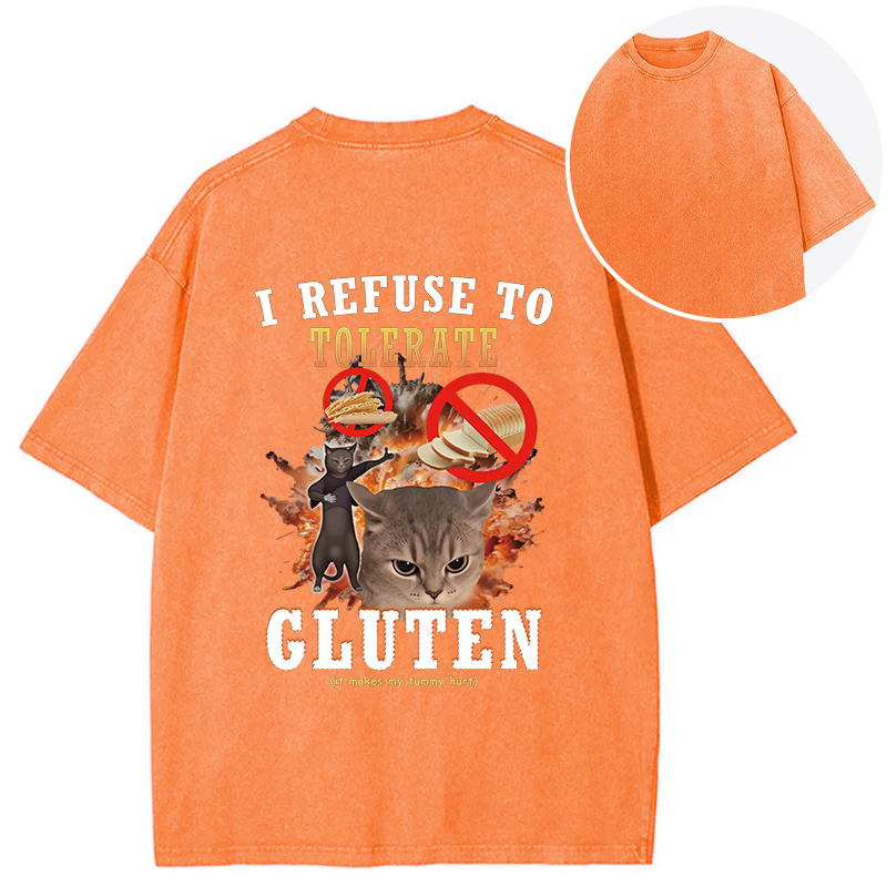 Tokyocanvas I Refuse to Tolerate Gluten Back Washed T-Shirt