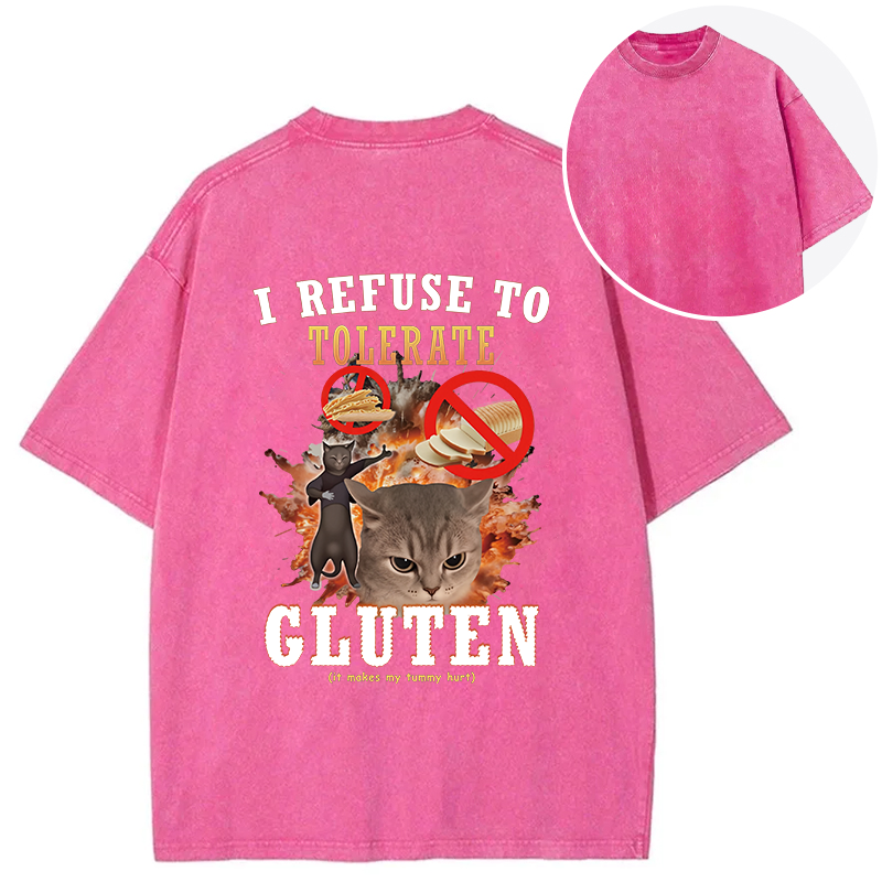 Tokyocanvas I Refuse to Tolerate Gluten Back Washed T-Shirt