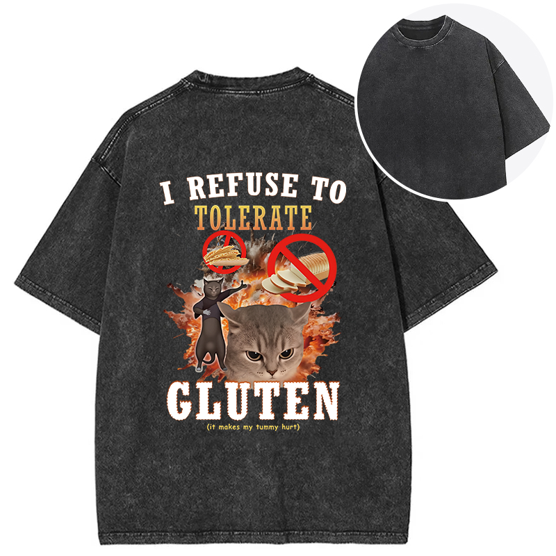 Tokyocanvas I Refuse to Tolerate Gluten Back Washed T-Shirt