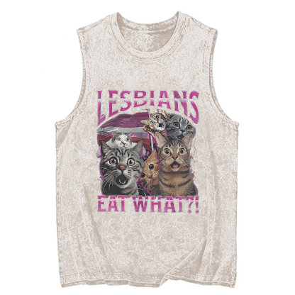 Tokyocanvas Lesbians Eat What?! Funny Washed Tank