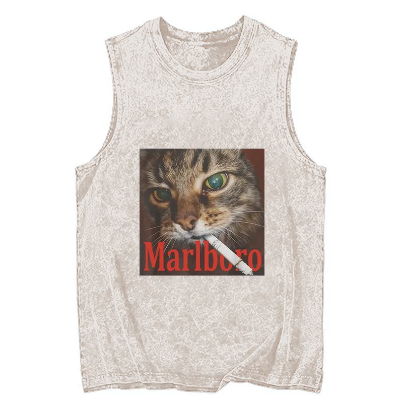 Tokyocanvas Funny Smoking Cat Meme Washed Tank