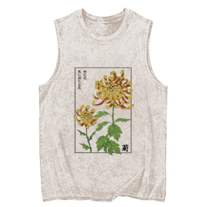 Tokyocanvas Retro Chrysanthemum Washed Tank