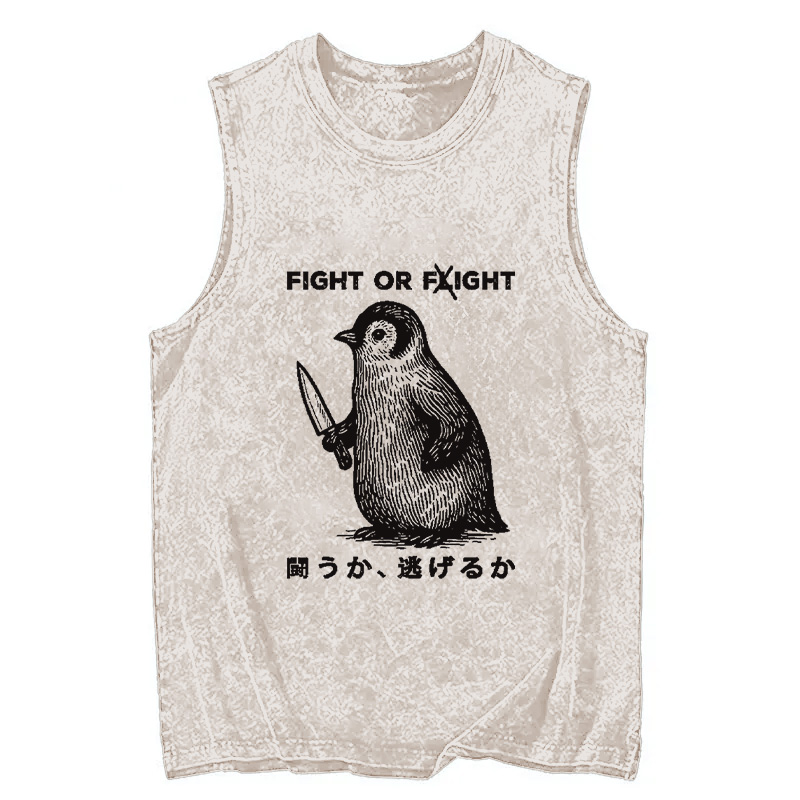 Tokyocanvas Funny Fight Or Flight Washed Tank