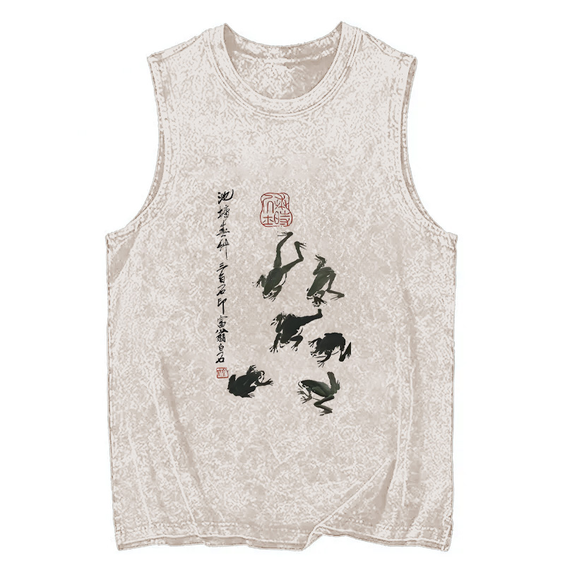 Tokyocanvas Retro Japan Frog Washed Tank
