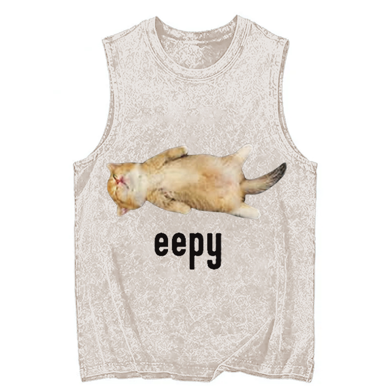 Tokyocanvas Silly Sleepy Cat Meme Washed Tank