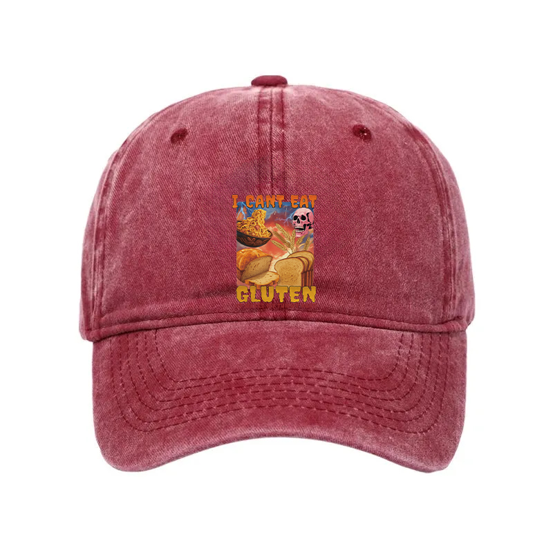 Tokyocanvas I Can't Eat Gluten Funny Meme Washed Cap