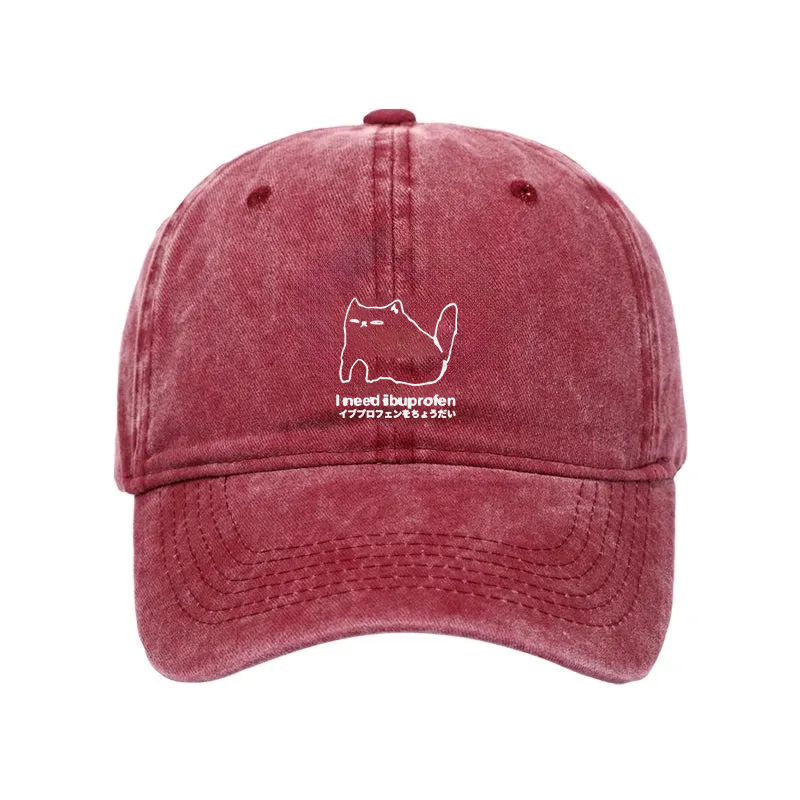 Tokyocanvas I Need Ibuprofen Cat Washed Cap