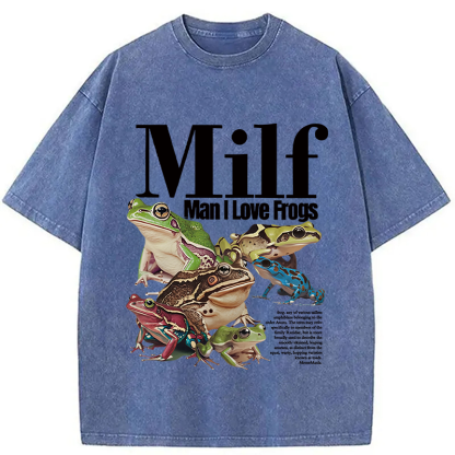 Tokyocanvas Man I Love Frogs Meme Washed T-Shirt