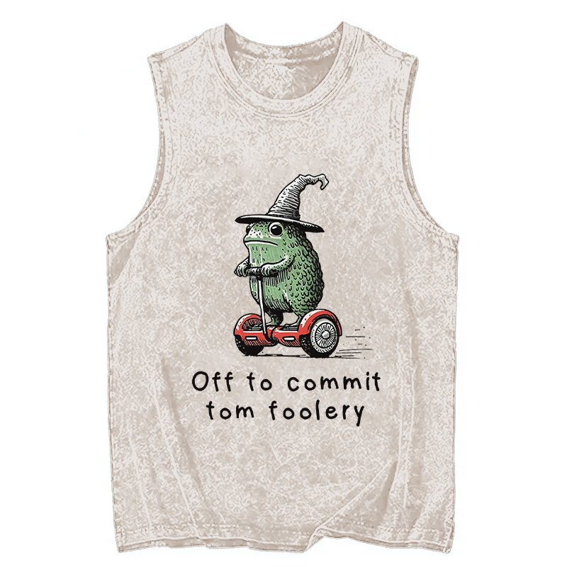 Tokyocanvas Frog Riding A Balance Scooter Washed Tank