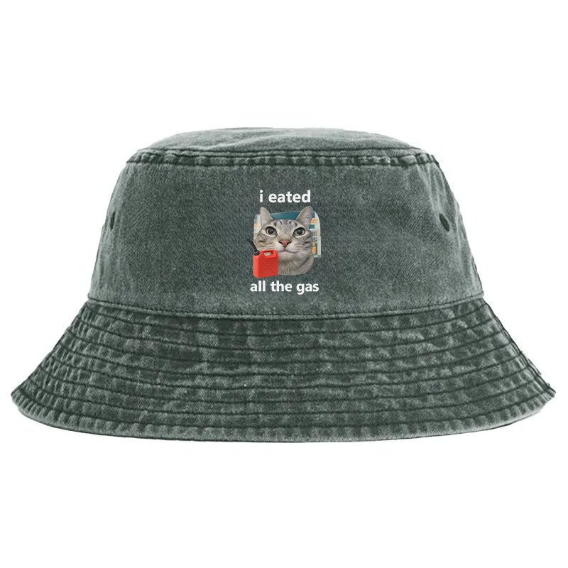 Tokyocanvas I Eated All The Gas Cat Funny Washed Bucket Hat