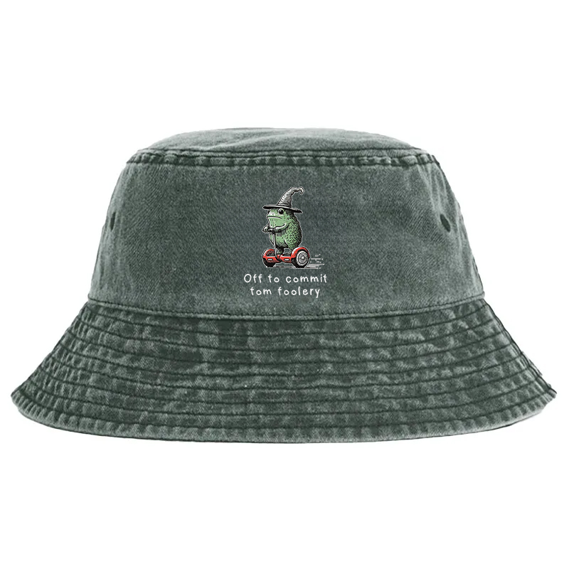 Tokyocanvas Frog Riding A Balance Scooter Washed Bucket Hat