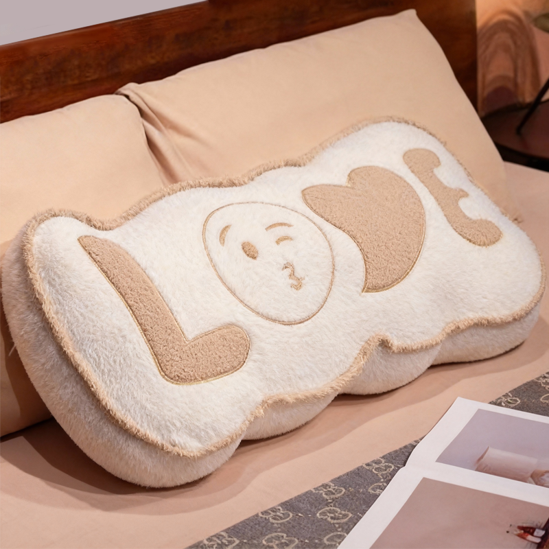 Tokyocanvas White&Coffee LOVE Shaped Throw Pillow